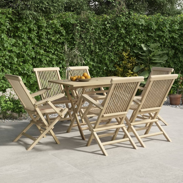 Sedie Giardino Pieghevoli 6pz Grigie 56x61x89 cm Massello Teak