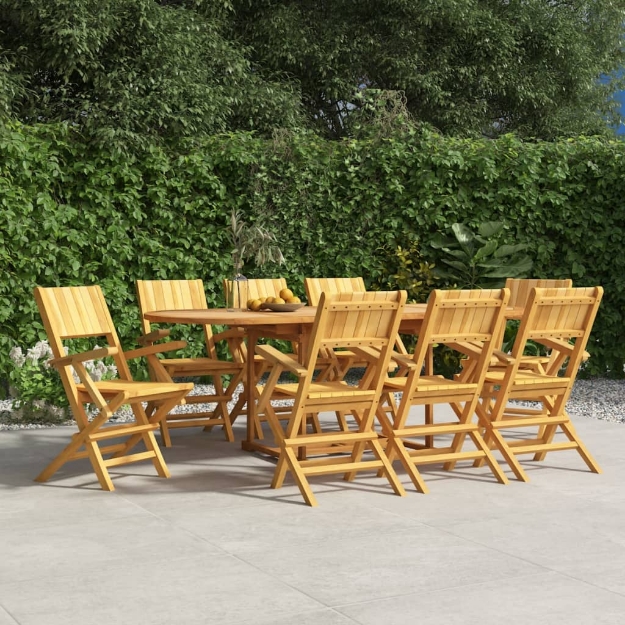 Sedie da Giardino Pieghevoli 8pz 55x61x90cm Legno Massello Teak