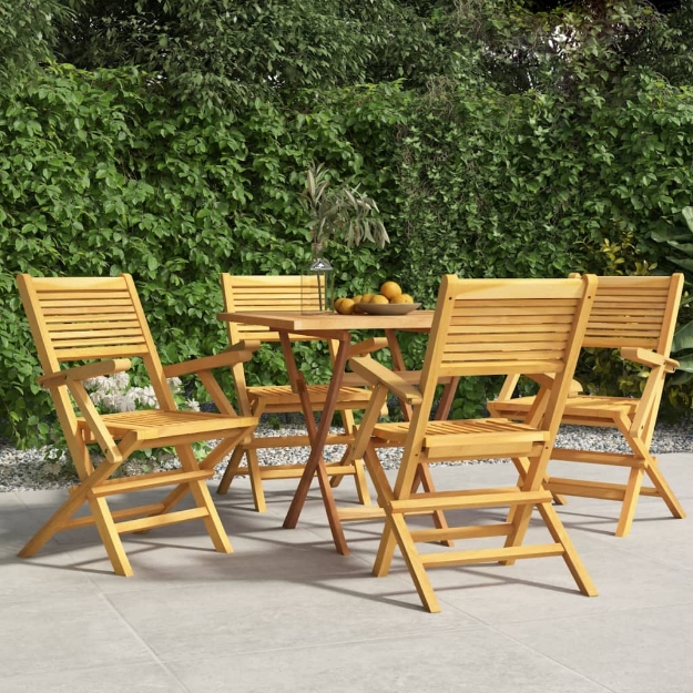 Sedie da Giardino Pieghevoli 4pz 55x62x90cm Legno Massello Teak