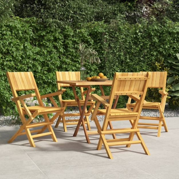 Sedie da Giardino Pieghevoli 4pz 55x61x90cm Legno Massello Teak