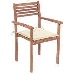 Sedie da Giardino 2 pz con Cuscini Crema Massello di Teak