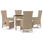 Set da Pranzo da Giardino 5 pz con Cuscini Beige in Polyrattan