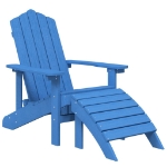 Sedia da Giardino Adirondack con Poggiapiedi Blu Acqua HDPE