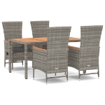 Set da Pranzo da Giardino 5 pz con Cuscini in Polyrattan Grigio