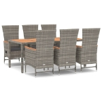 Set da Pranzo da Giardino 7 pz con Cuscini in Polyrattan Grigio