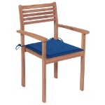 Sedie da Giardino 4 pz con Cuscini Blu Reale Massello di Teak