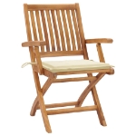 Sedie da Giardino 2 pz con Cuscini Crema in Massello di Teak