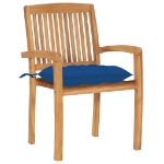 Sedie da Giardino 2 pz con Cuscini Blu in Teak Massello