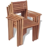 Sedie da Giardino Impilabili 4 pz in Legno Massello di Teak