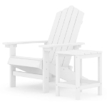 Sedia da Giardino con Tavolo Adirondack in HDPE Bianco