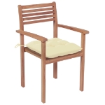 Sedie da Giardino 2 pz con Cuscini Bianco Crema Legno di Teak