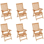 Sedie da Giardino 6 pz con Cuscini Beige Massello di Teak