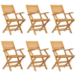 Sedie da Giardino Pieghevoli 6pz 55x62x90cm Legno Massello Teak