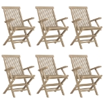 Sedie Giardino Pieghevoli 6pz Grigie 56x61x89 cm Massello Teak