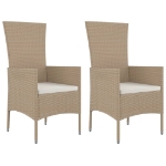 Sedie da Giardino con Cuscini 2 pz in Polyrattan Beige