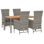 Set da Pranzo da Giardino 5 pz con Cuscini in Polyrattan Grigio