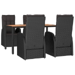 Set da Pranzo da Giardino 5 pz Nero con Cuscini in Polyrattan