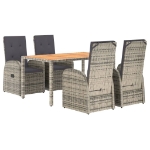 Set da Pranzo da Giardino 5 pz con Cuscini in Polyrattan Grigio