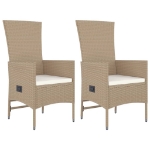 Set da Pranzo da Giardino 3 pz con Cuscini Beige in Polyrattan