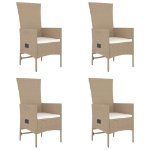 Set da Pranzo da Giardino 5 pz con Cuscini Beige in Polyrattan