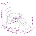 Sedie da Giardino Adirondack 2 pz con Poggiapiedi HDPE Bianco