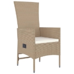 Set da Pranzo da Giardino 3 pz con Cuscini Beige in Polyrattan