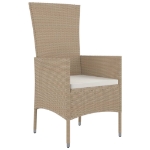 Set da Pranzo da Giardino 7 pz con Cuscini Beige in Polyrattan