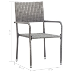 Sedie da Pranzo per Giardino 2 pz in Polyrattan Grigio