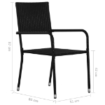 Sedie da Pranzo da Esterni 4 pz in Polyrattan Nero