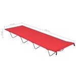 Lettino da Campeggio 180x60x19cm Tessuto Oxford e Acciaio Rosso