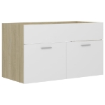 Mobile Sottolavabo Bianco e Rovere 80x38,5x46 cm in Truciolato