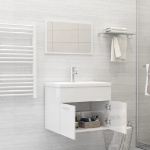 Set Mobili da Bagno 2 pz Bianco Lucido in Truciolato