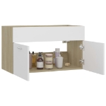 Mobile Sottolavabo Bianco e Rovere 80x38,5x46 cm in Truciolato