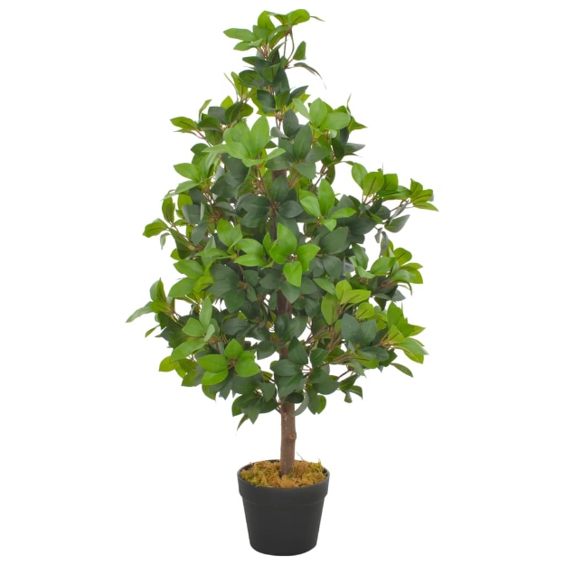 Albero di Alloro Artificiale con Vaso Verde 90 cm