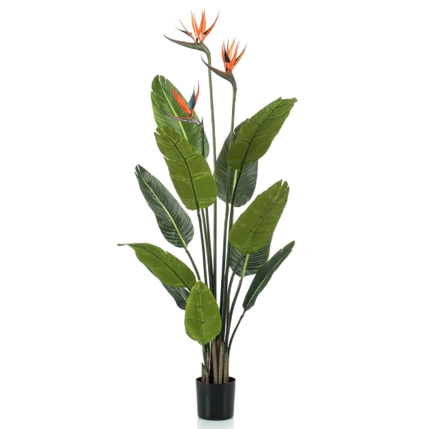 Strelitzia Pianta Artificiale in Vaso con Fiori 120 cm