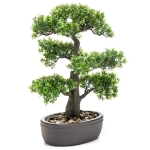 Emerald Ficus Artificiale Mini Bonsai con Vaso Marrone 43 cm