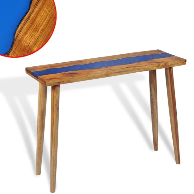 Tavolo Consolle in Teak e Resina 100x35x75 cm