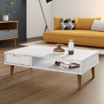 Tavolino MOLDE Bianco 100x55x31 cm in Legno Massello di Pino