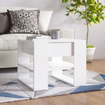 Tavolino Salotto Bianco Lucido 55,5x55x45 cm Legno Multistrato