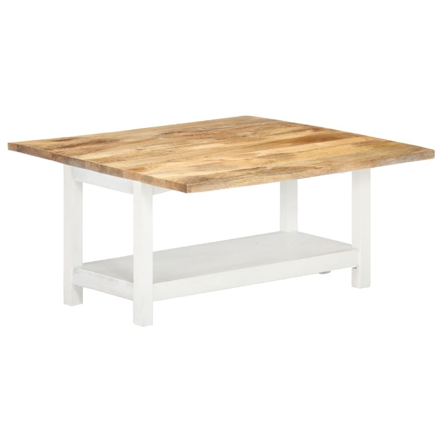 Tavolino Estensibile Bianco 90x(45-90)x45 cm in Legno di Mango