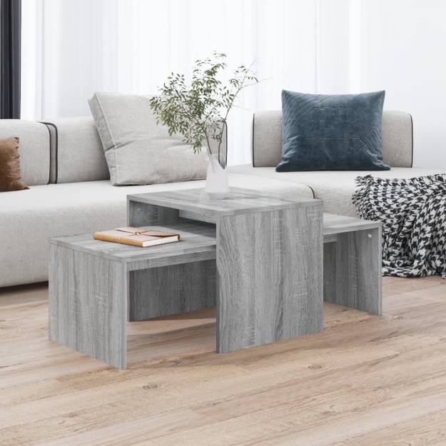 Set di Tavolini Grigio Sonoma 100x48x40 cm Legno Multistrato