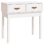 Tavolo Consolle Bianco 76,5x40x75 cm in Legno Massello di Pino