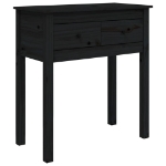 Tavolo Consolle Nero 70x35x75 cm in Legno Massello di Pino