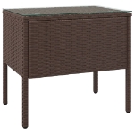 Tavolino Marrone 53x37x48 cm Polyrattan e Vetro Temperato