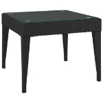 Tavolino Nero 50x50x38 cm Polyrattan e Vetro Temperato