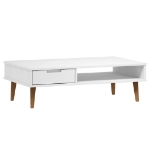 Tavolino MOLDE Bianco 100x55x31 cm in Legno Massello di Pino