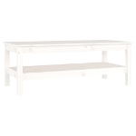 Tavolino da Salotto Bianco 110x50x40 cm Legno Massello di Pino