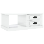 Tavolino Salotto Bianco Lucido 90x50x35 cm Legno Multistrato