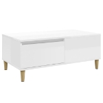 Tavolino Salotto Bianco Lucido 90x50x36,5 cm Legno Multistrato