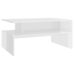 Tavolino Salotto Bianco Lucido 90x60x42,5 cm Legno Multistrato